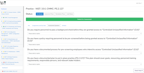  NIST SP 800-171 & CMMC Assessment 